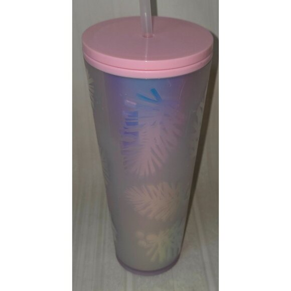 Starbucks Holiday Holographic Tumbler 24oz Pink Iridescent Pine Cone Ltd Edition - Picture 7 of 10